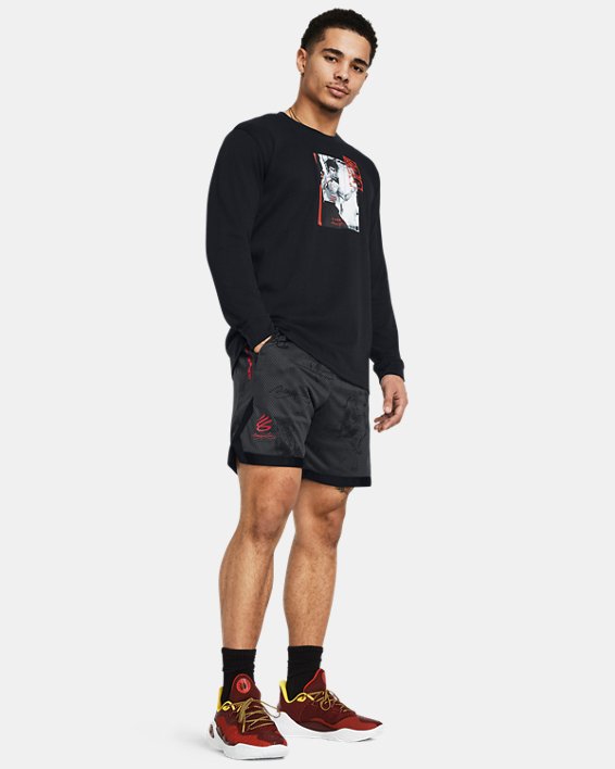 Men's Curry x Bruce Lee Lunar New Year 'Fire' Mesh Shorts in Gray image number 2